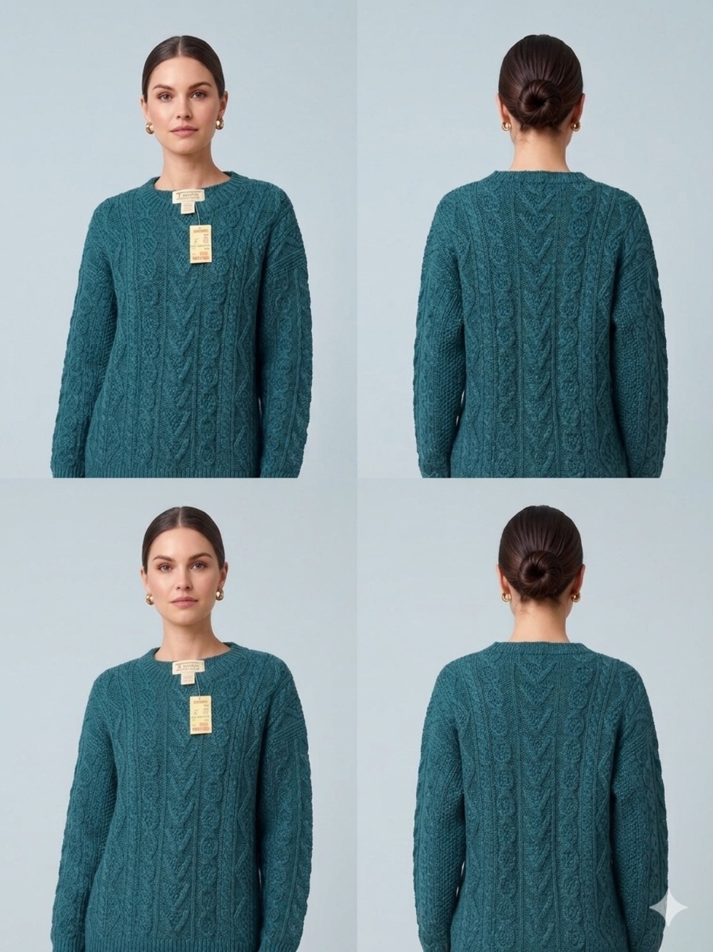 Talbots Teal Cable-Knit Crewneck Sweater